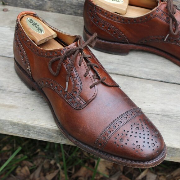 GUC, Allen Edmonds 'Rogue' Brown Leather Brogues, Men's 10.5 D, Made in USA - Picture 2 of 13
